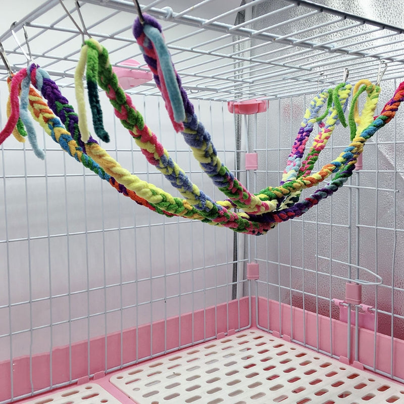 Hanging Cotton Bird Rope Perch with Hooks by HitMyNeed