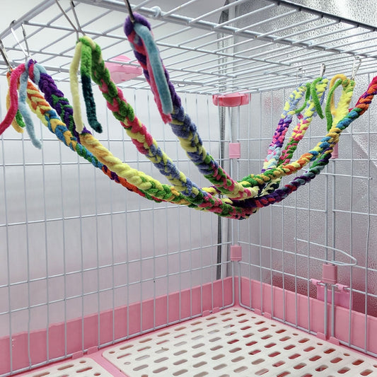 Hanging Cotton Bird Rope Perch with Hooks by HitMyNeed