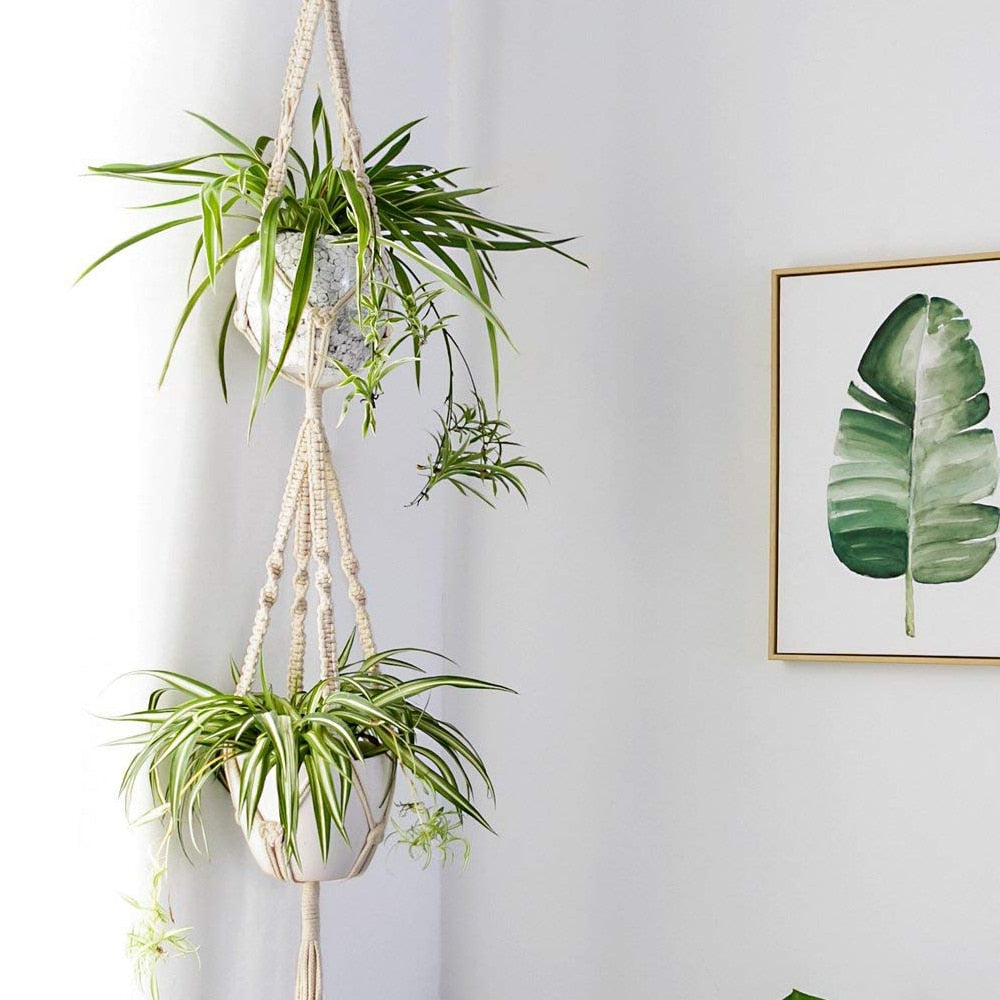 Hanging Double Macrame Plant Hanger, 180cm by HitMyNeed