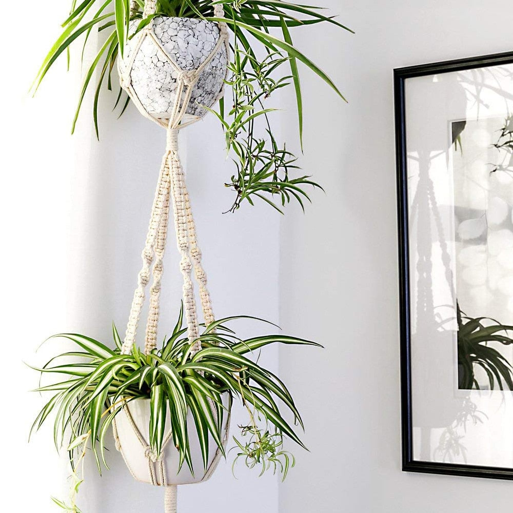 Hanging Double Macrame Plant Hanger, 180cm by HitMyNeed