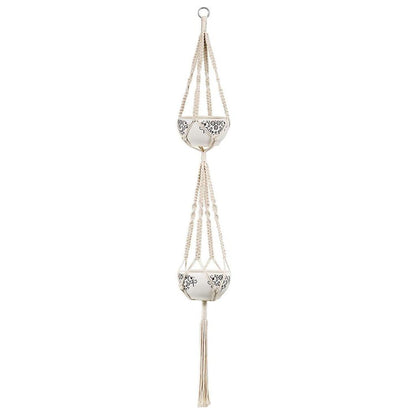 Hanging Double Macrame Plant Hanger, 180cm by HitMyNeed
