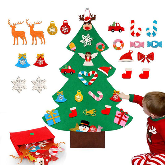 Hanging Felt Christmas Tree with 30 DIY Ornaments by HitMyNeed
