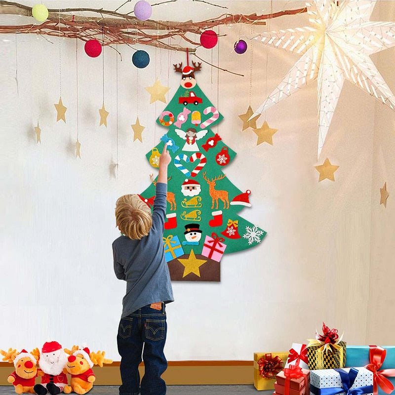 Hanging Felt Christmas Tree with 30 DIY Ornaments by HitMyNeed