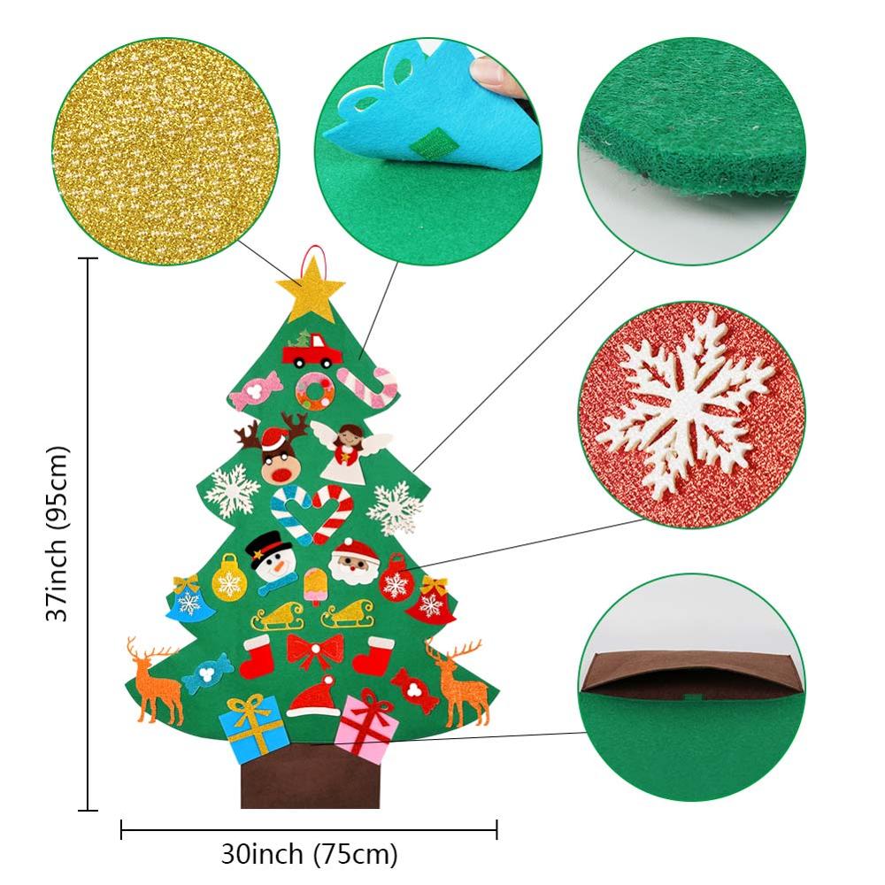 Hanging Felt Christmas Tree with 30 DIY Ornaments by HitMyNeed