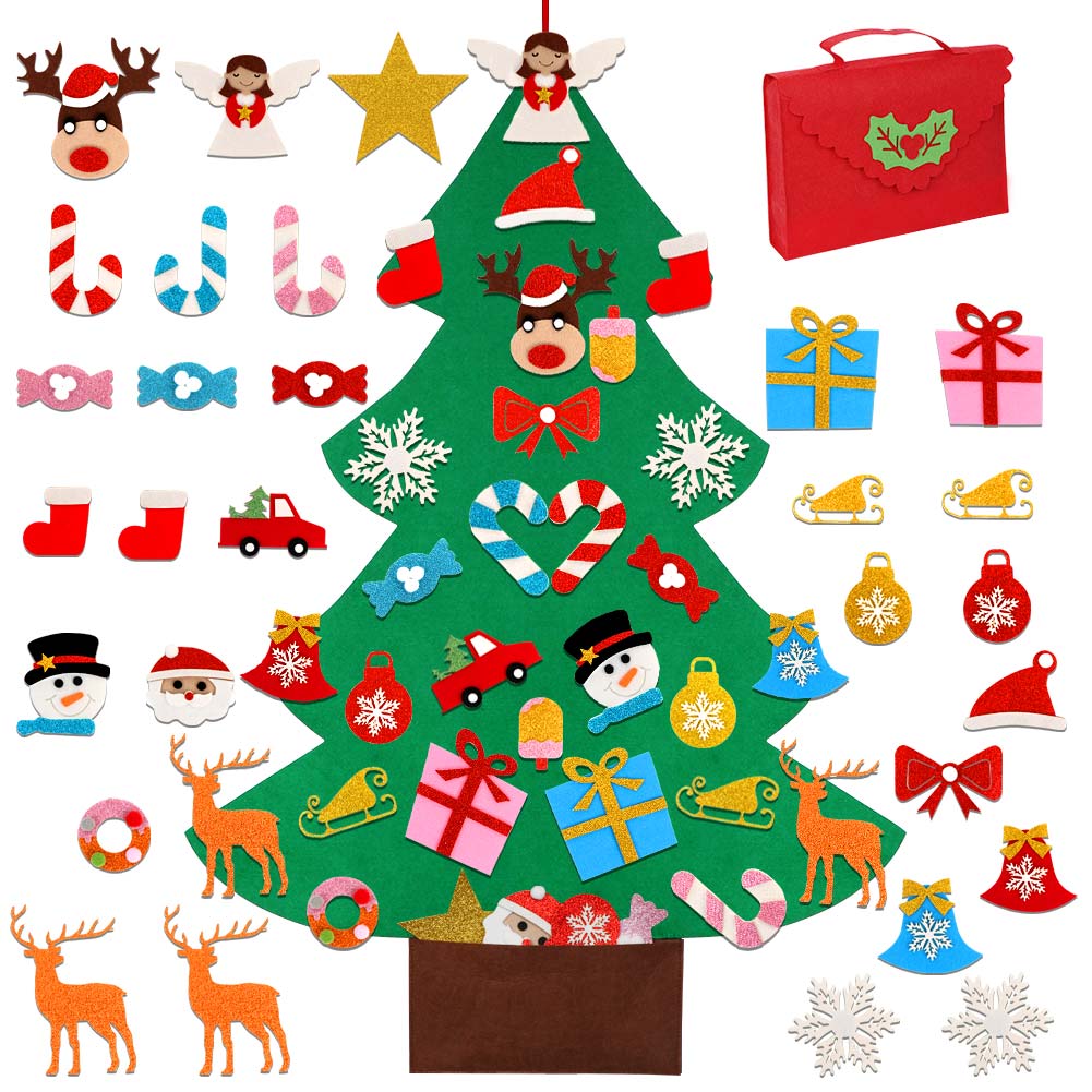 Hanging Felt Christmas Tree with 30 DIY Ornaments by HitMyNeed