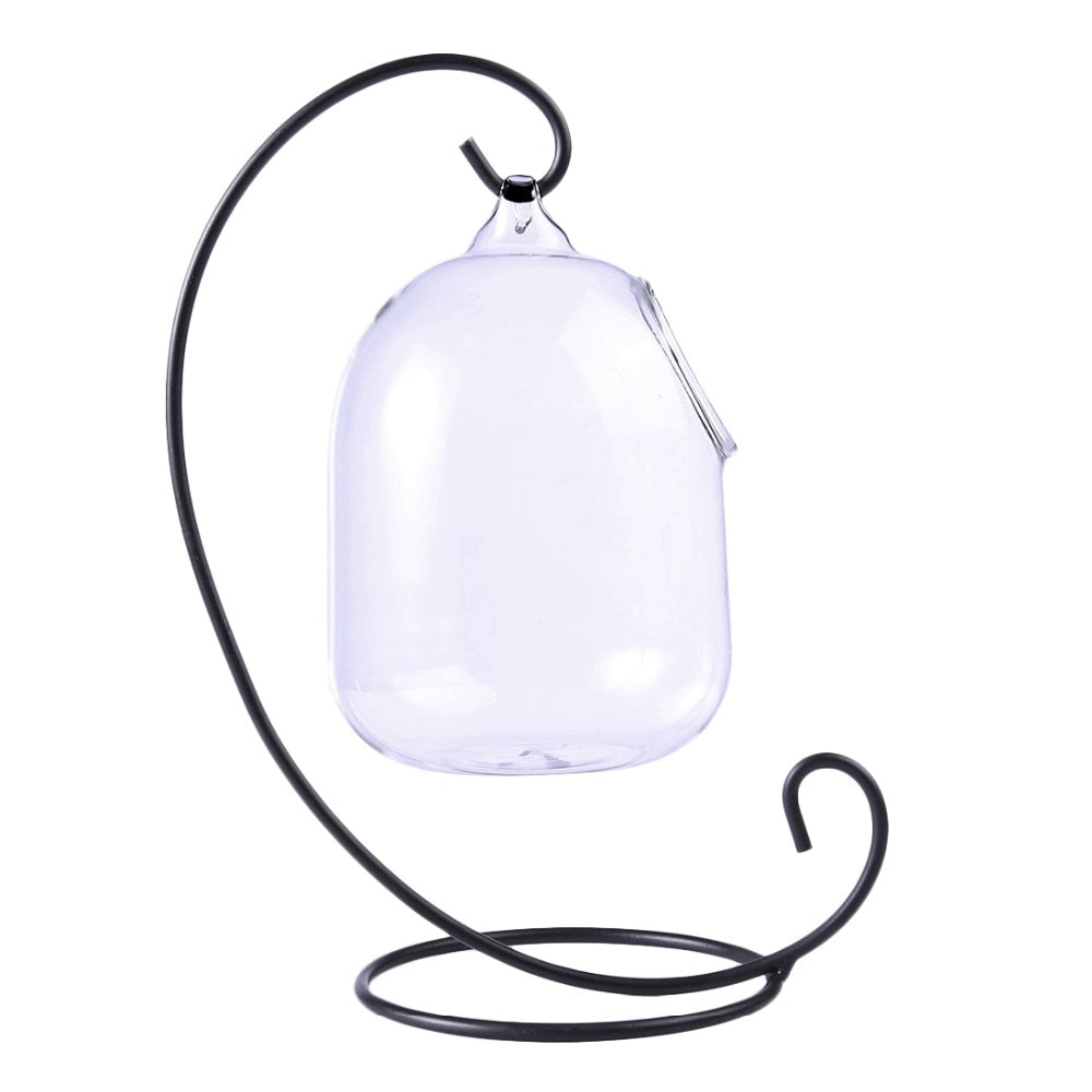 Hanging Glass Fish Bowl with Steel Stand Decor by HitMyNeed