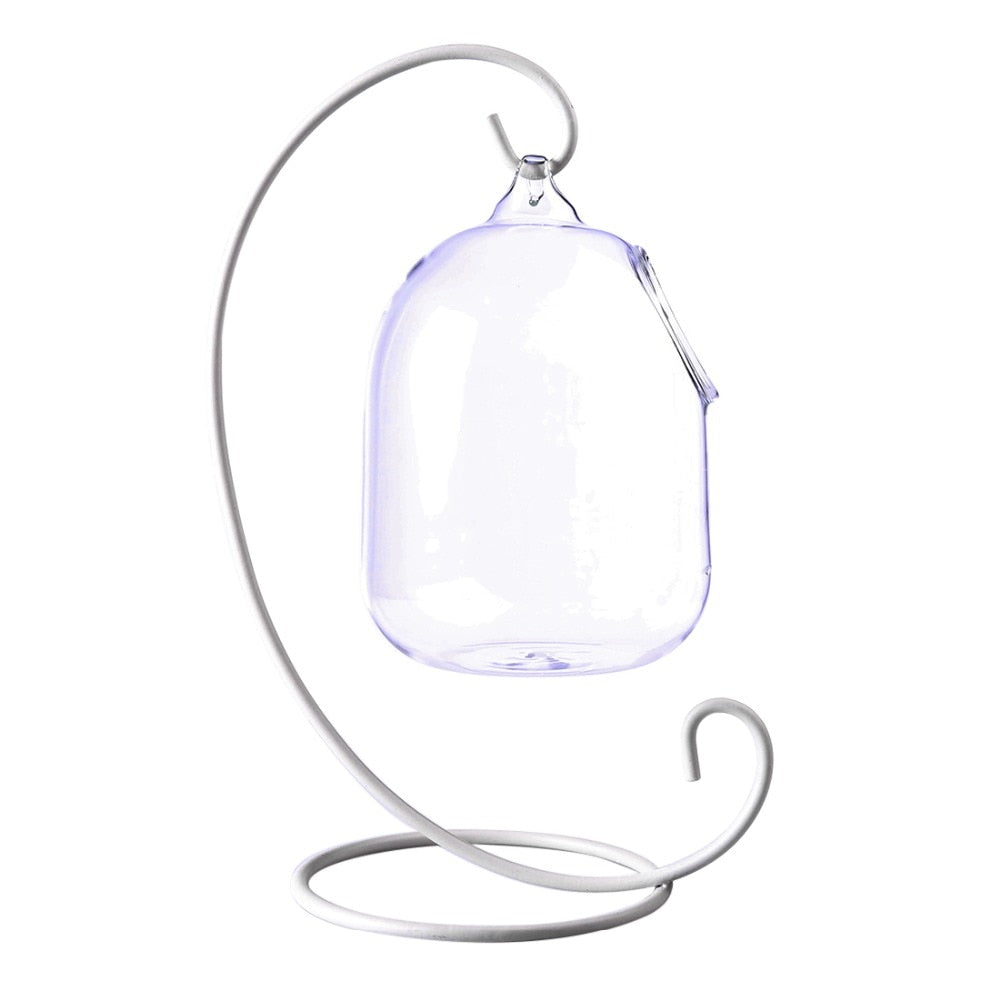 Hanging Glass Fish Bowl with Steel Stand Decor by HitMyNeed