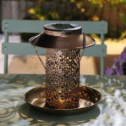 Hanging Iron Solar Bird Feeder with LED Light by HitMyNeed