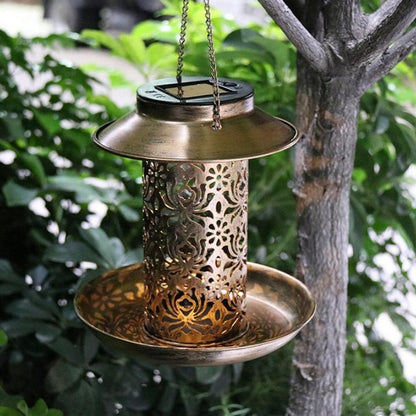 Hanging Iron Solar Bird Feeder with LED Light by HitMyNeed