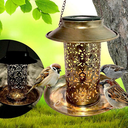 Hanging Iron Solar Bird Feeder with LED Light by HitMyNeed