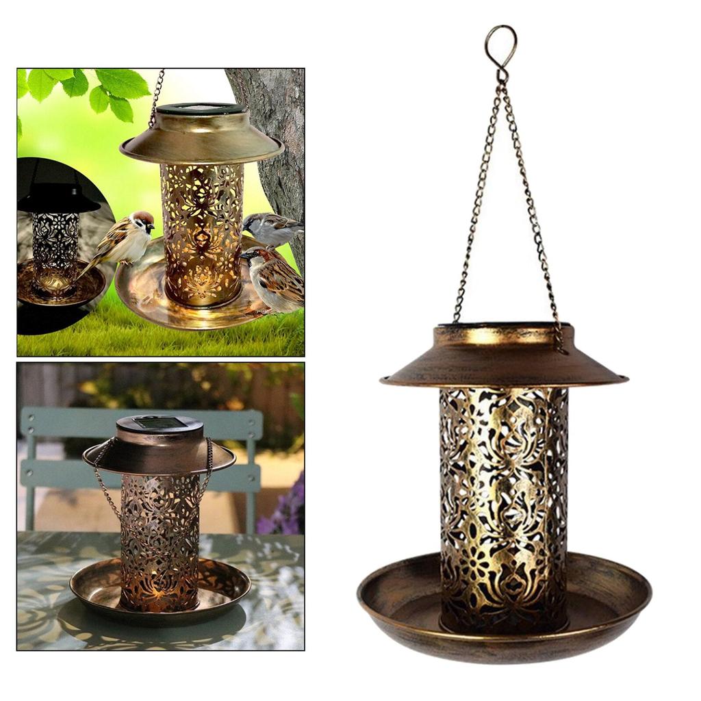 Hanging Iron Solar Bird Feeder with LED Light by HitMyNeed