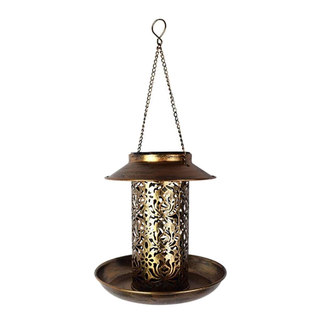 Hanging Iron Solar Bird Feeder with LED Light by HitMyNeed