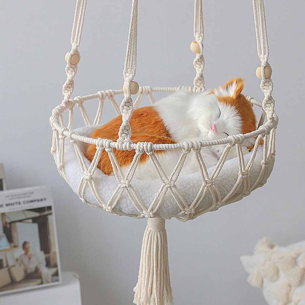 Hanging Macrame Cat Hammock Bed by HitMyNeed