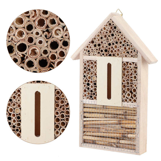 Hanging Natural Wooden Bee House for Gardens by HitMyNeed