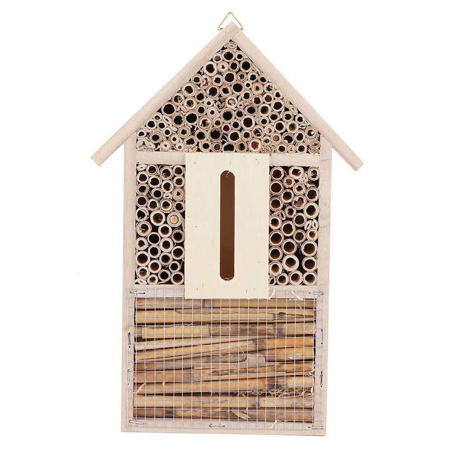Hanging Natural Wooden Bee House for Gardens by HitMyNeed