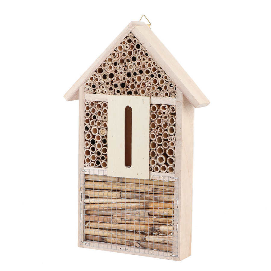 Hanging Natural Wooden Bee House for Gardens by HitMyNeed