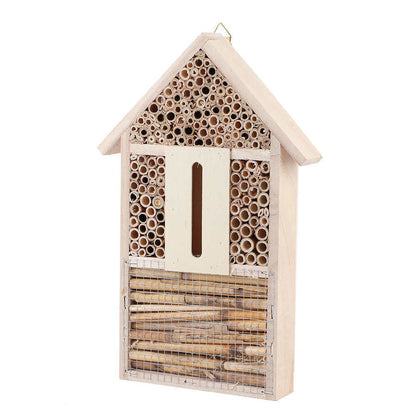 Hanging Natural Wooden Bee House for Gardens by HitMyNeed