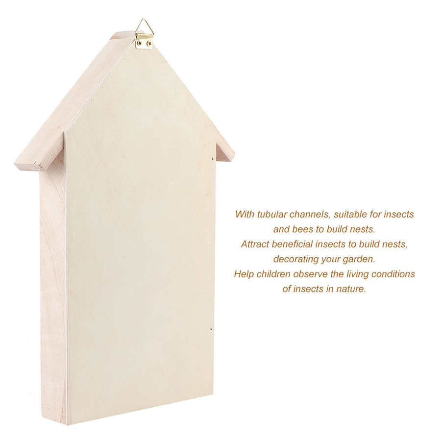 Hanging Natural Wooden Bee House for Gardens by HitMyNeed