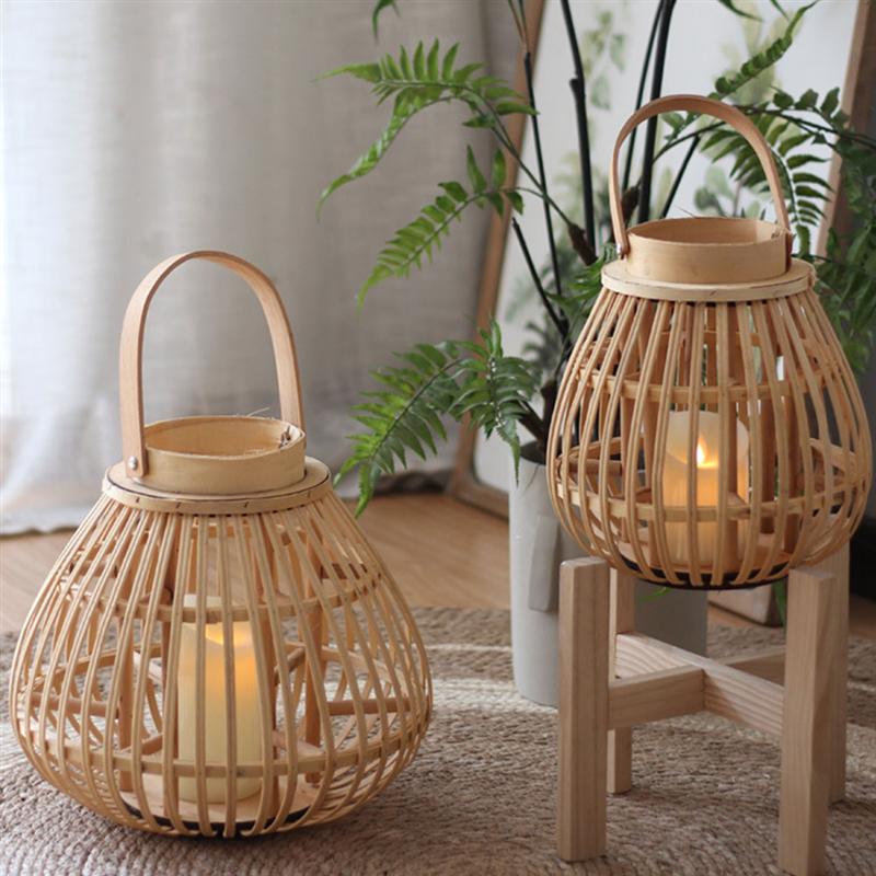 Hanging Outdoor Wicker Lantern Candle Holder by HitMyNeed