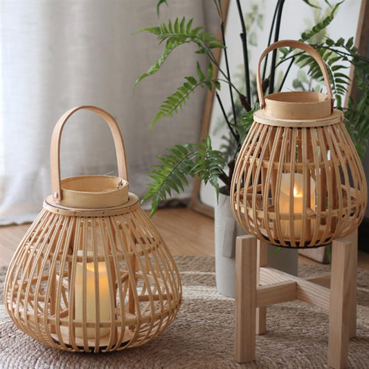 Hanging Outdoor Wicker Lantern Candle Holder by HitMyNeed