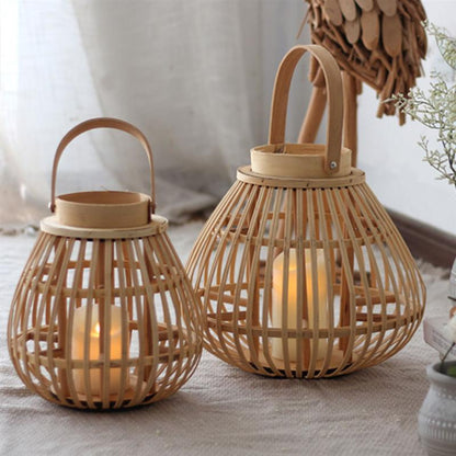Hanging Outdoor Wicker Lantern Candle Holder by HitMyNeed
