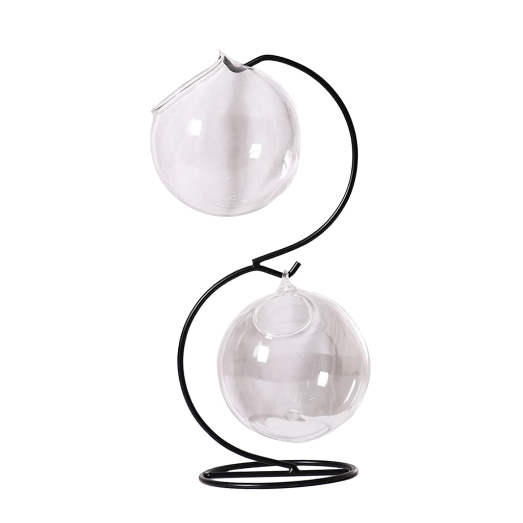 Hanging Plant Stand with Glass Terrarium Globes by HitMyNeed