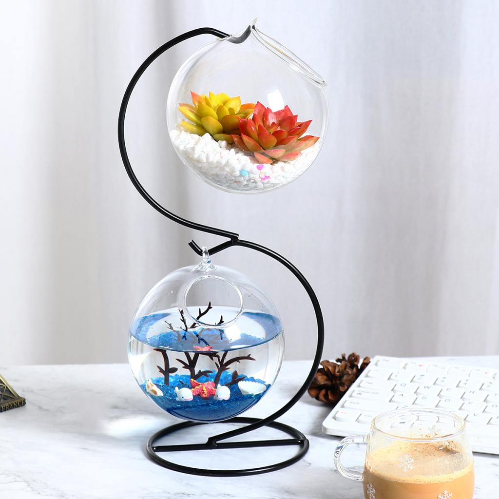Hanging Plant Stand with Glass Terrarium Globes by HitMyNeed