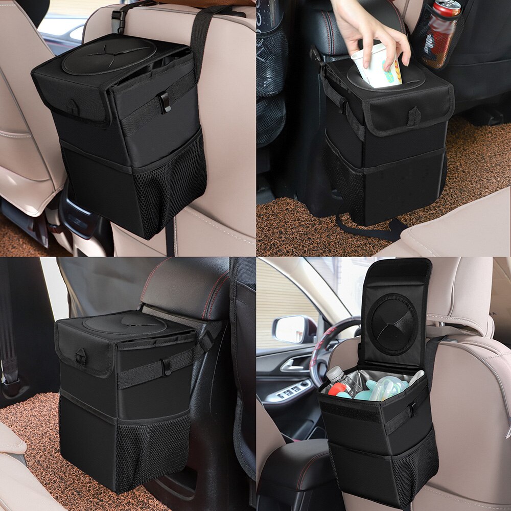 Hanging Portable Car Garbage Bin with Lid by HitMyNeed
