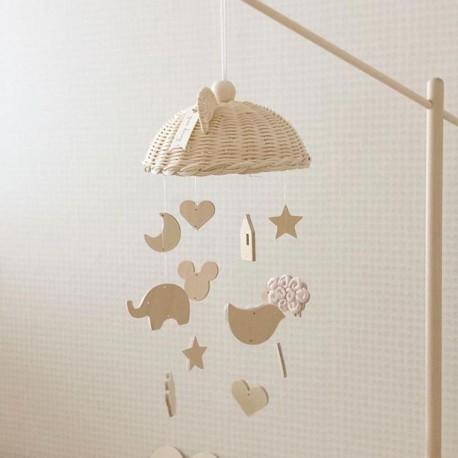 Hanging Rattan Wooden Crib Mobile for Nursery by HitMyNeed