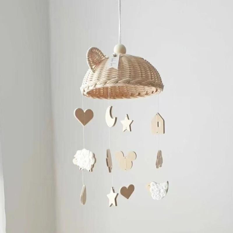Hanging Rattan Wooden Crib Mobile for Nursery by HitMyNeed