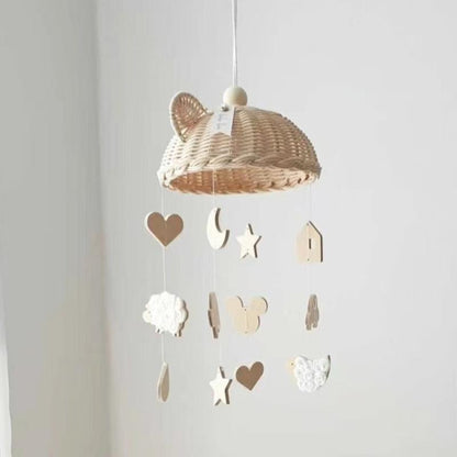 Hanging Rattan Wooden Crib Mobile for Nursery by HitMyNeed