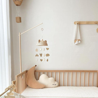 Hanging Rattan Wooden Crib Mobile for Nursery by HitMyNeed