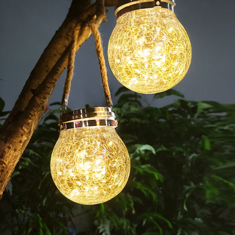 Hanging Solar Garden Lantern with Crackle Glass by HitMyNeed