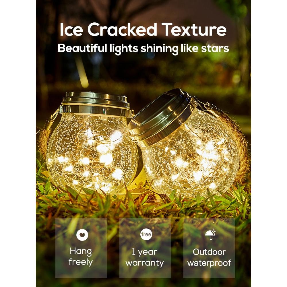 Hanging Solar Garden Lantern with Crackle Glass by HitMyNeed