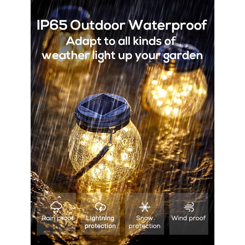 Hanging Solar Garden Lantern with Crackle Glass by HitMyNeed