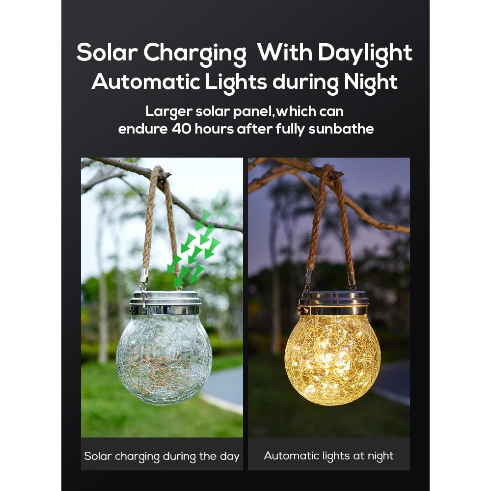 Hanging Solar Garden Lantern with Crackle Glass by HitMyNeed