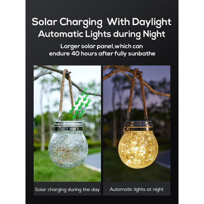 Hanging Solar Garden Lantern with Crackle Glass by HitMyNeed