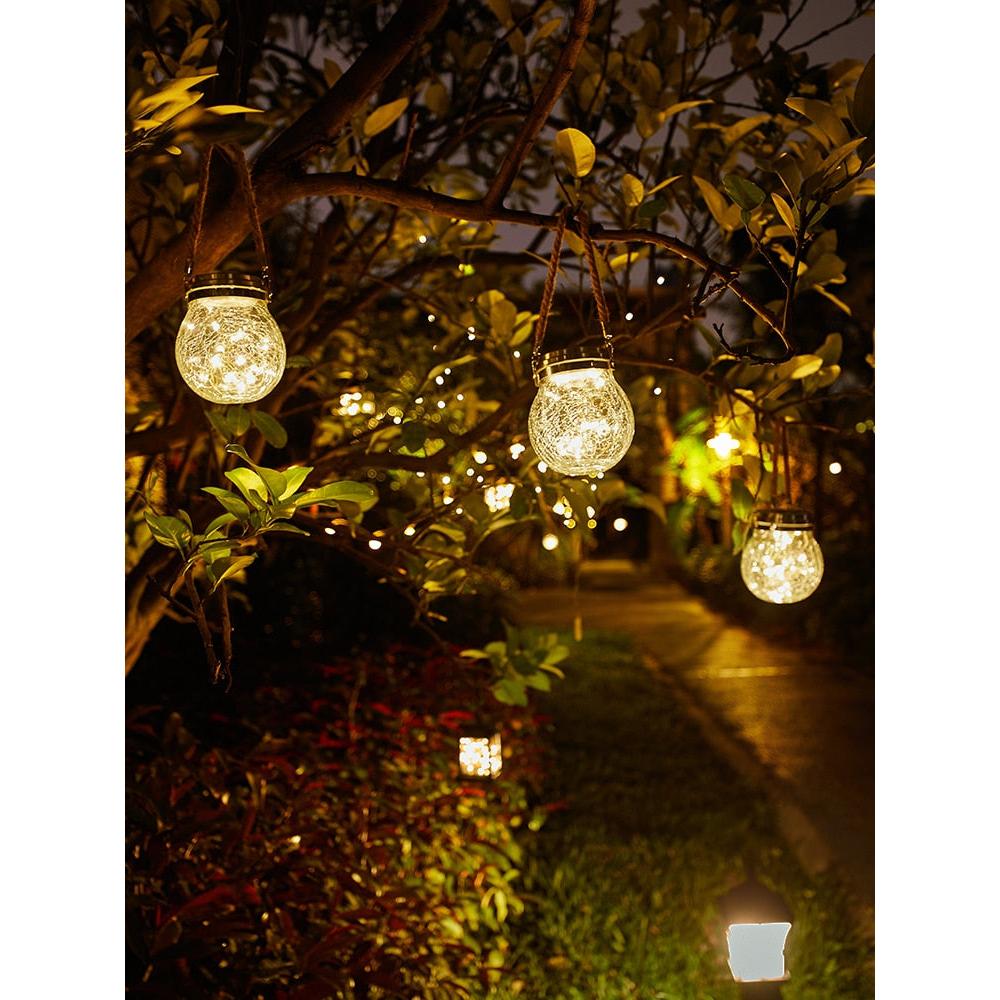 Hanging Solar Garden Lantern with Crackle Glass by HitMyNeed