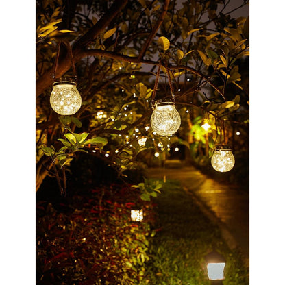 Hanging Solar Garden Lantern with Crackle Glass by HitMyNeed