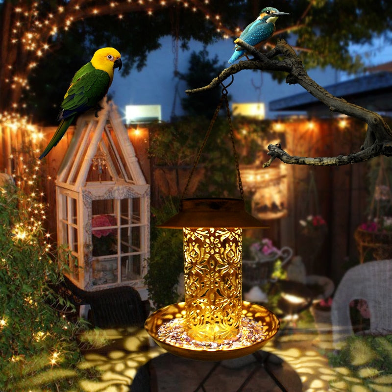Hanging Solar Powered Bird Feeder with LED Light by HitMyNeed