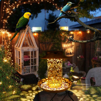 Hanging Solar Powered Bird Feeder with LED Light by HitMyNeed