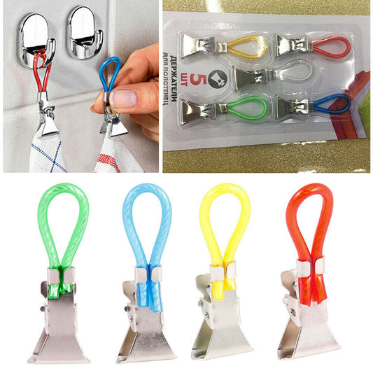 Hanging Tea Towel Clips Set of 5 by HitMyNeed
