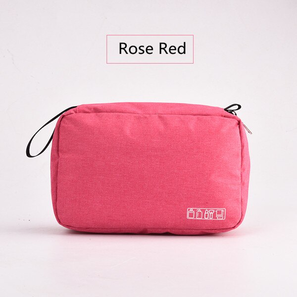 Hanging Travel Cosmetic Bag with Multiple Compartments rose-red by HitMyNeed