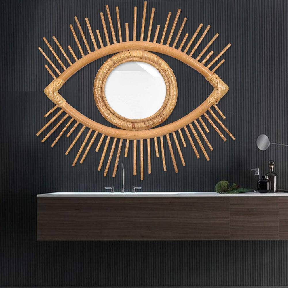 Hanging Wall Rattan Eye Mirror Decor by HitMyNeed