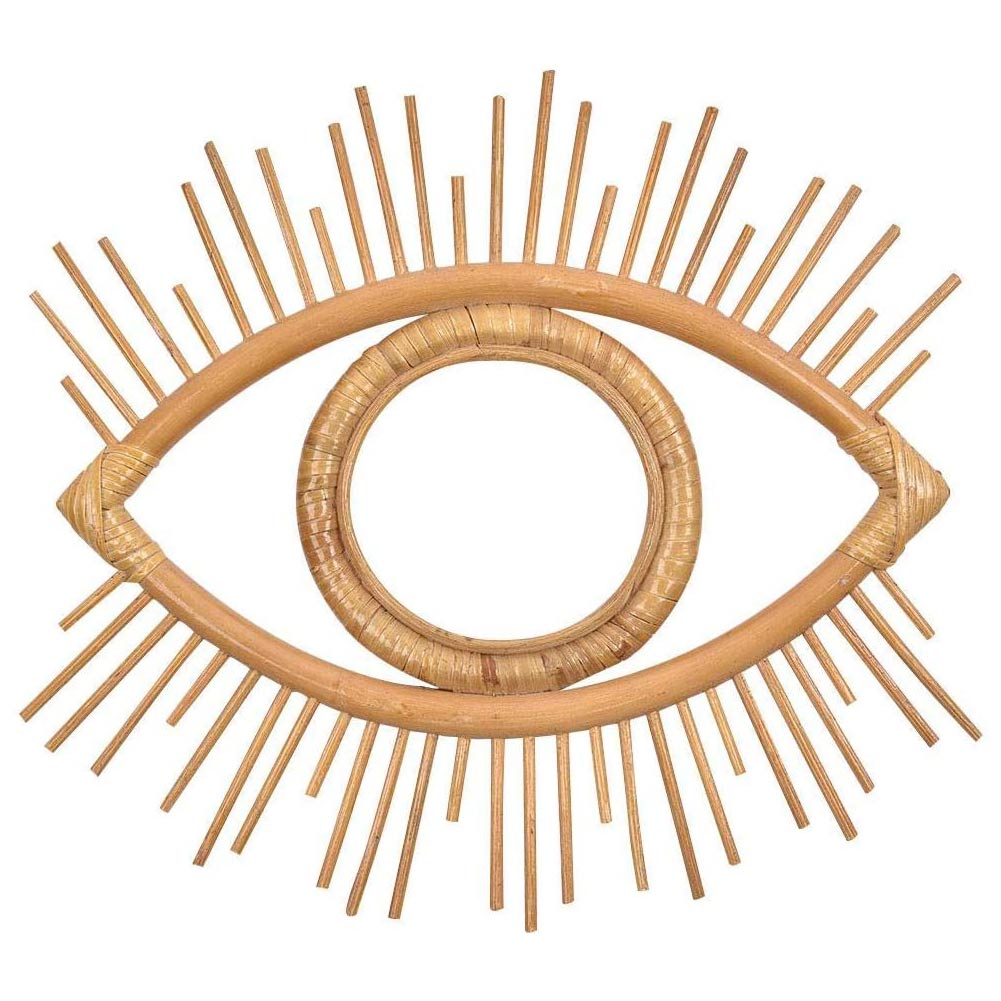 Hanging Wall Rattan Eye Mirror Decor by HitMyNeed