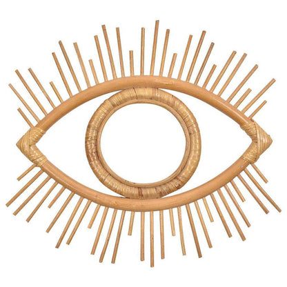 Hanging Wall Rattan Eye Mirror Decor by HitMyNeed