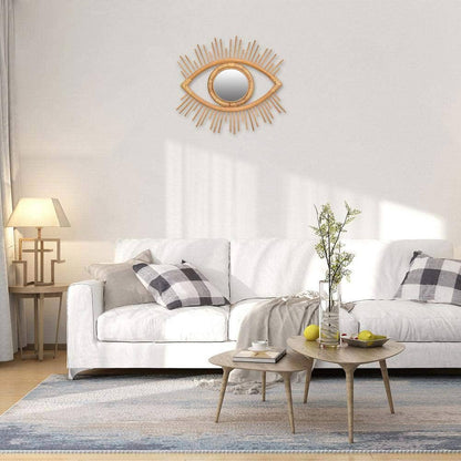 Hanging Wall Rattan Eye Mirror Decor by HitMyNeed