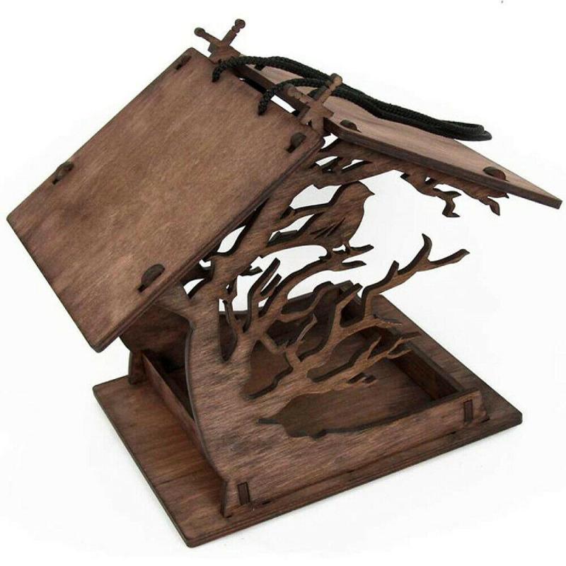 Hanging Wooden Bird House Feeder for Gardens by HitMyNeed