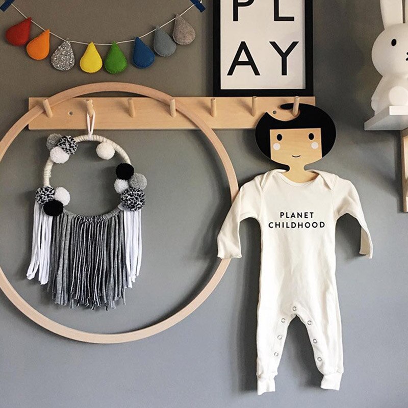 Hanging Wooden Wall Hooks Rack with 7 Pegs by HitMyNeed