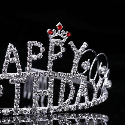 Happy Birthday Tiara Rhinestone Birthday Crown by HitMyNeed